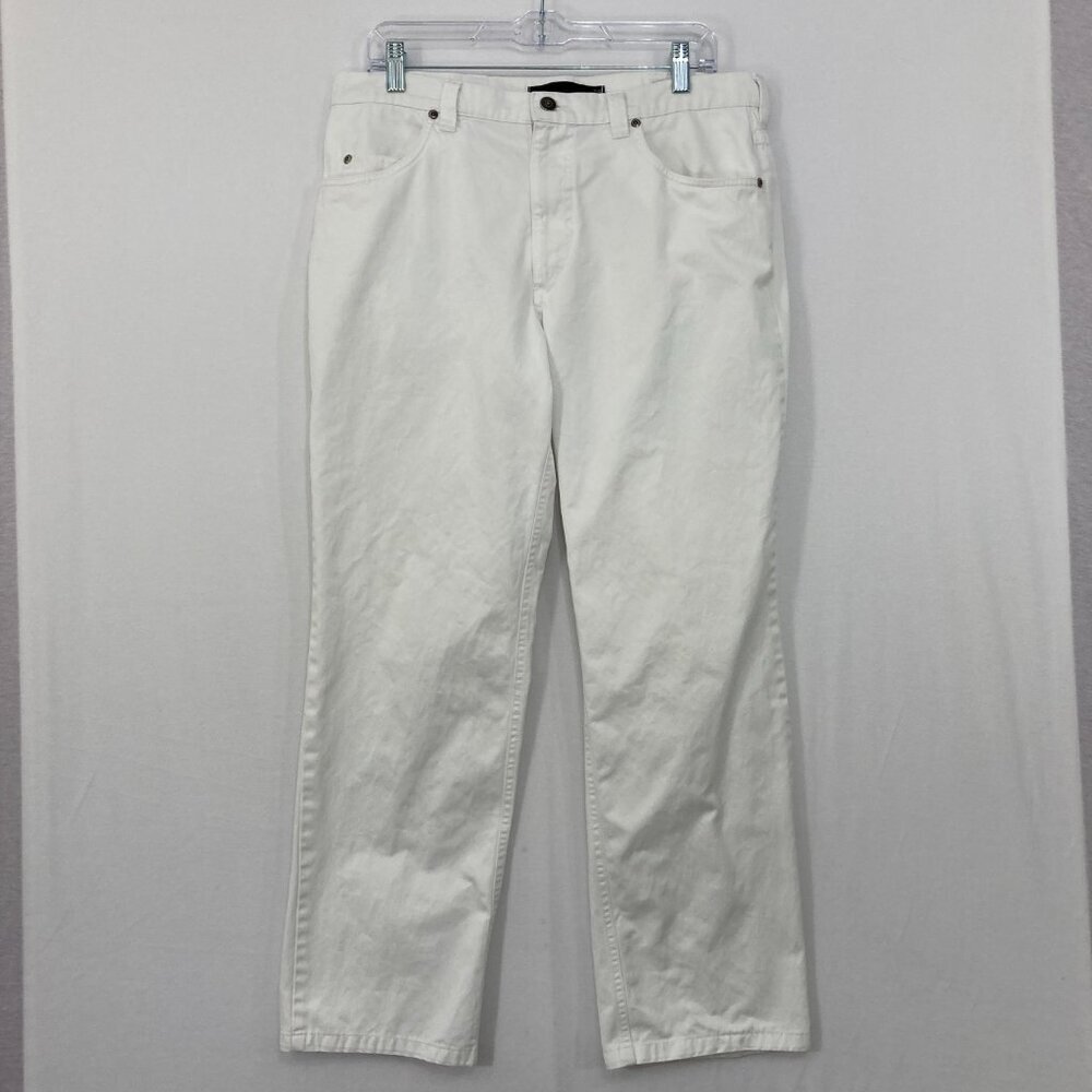 Maus & Hoffman size 34 x 29 White Cotton‎ Straight Leg Pants Office Career
